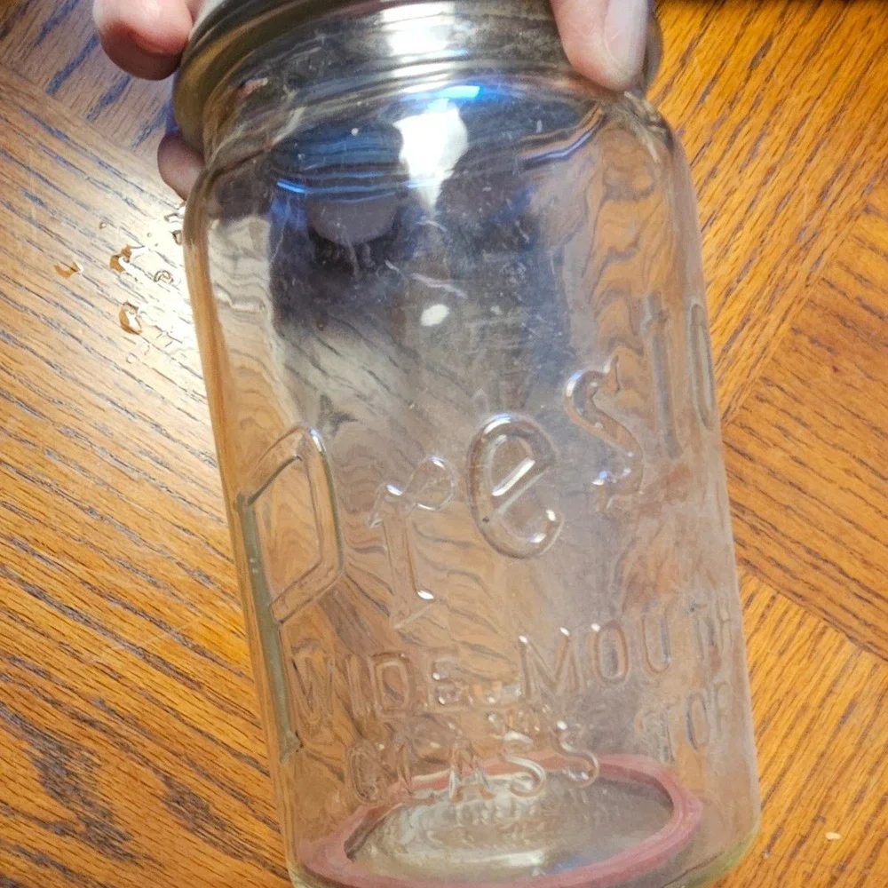 Vintage Presto Wide Mouth Glass Top Mason Jar with Lid and Gasket Clear